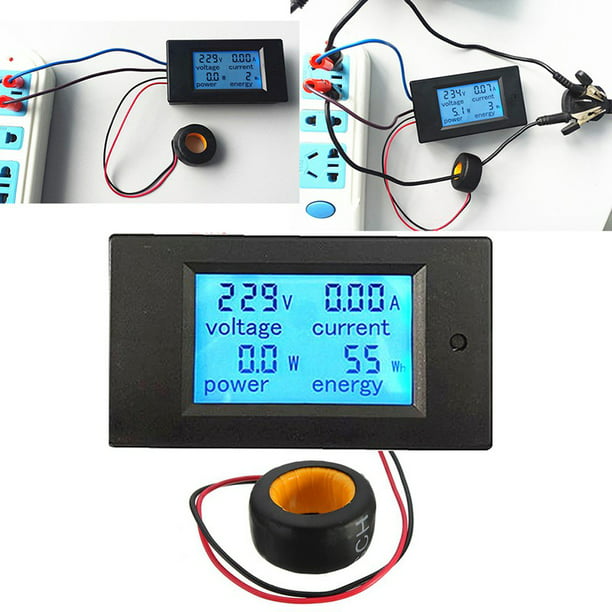 Electricity Power Meter Multimeter Voltage Current Voltmeter Ammeter Power Meter Double Display Digital Multimeter for Test Current and Voltage 